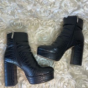 Circus by Sam Edelman faux Croc heeled booties
